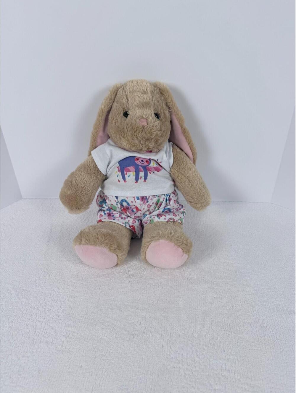 Build-A-Bear Bunny Plush w/ Outfit Pajamas Sloth Shirt 16” Tan BAB